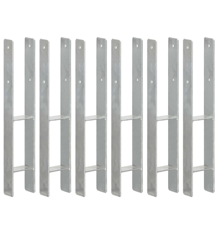 Piquets de clôture 6 pcs Argenté 9x6x60 cm Acier galvanisé | Mobilier & Déco