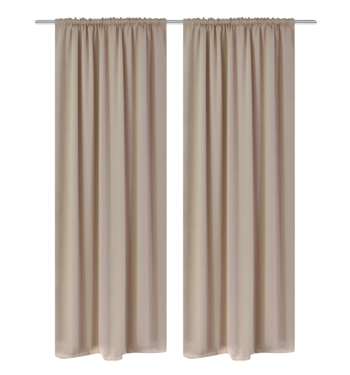 Rideaux occultants à fentes 2 pcs Crème 135 x 245 cm | Mobilier & Déco