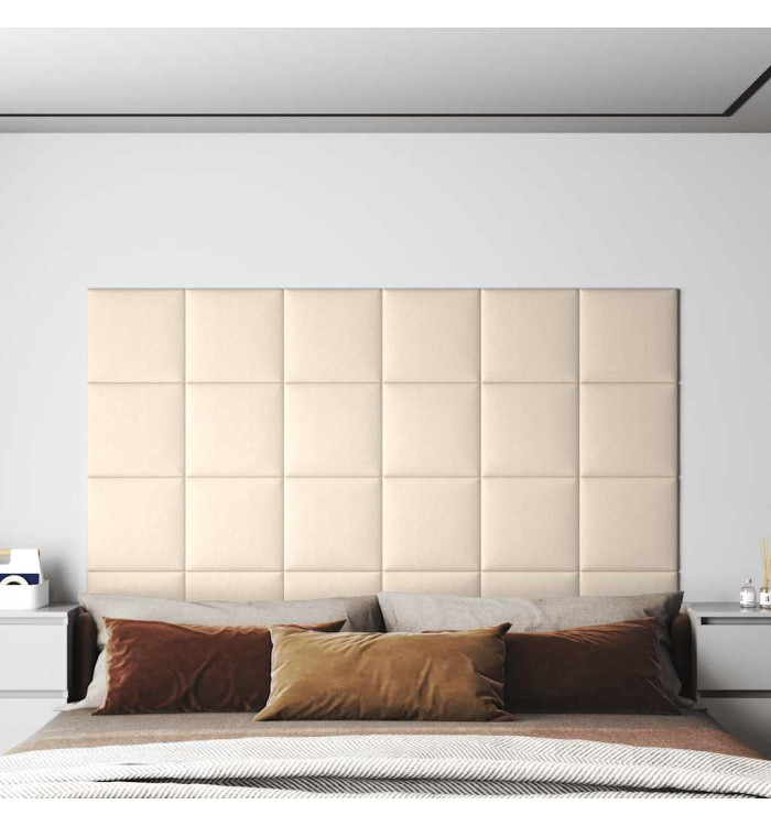 Panneaux muraux 12 pcs Crème 30x30 cm Velours 1,08 m² | Mobilier & Déco