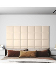 Panneaux muraux 12 pcs Crème 30x30 cm Velours 1,08 m² | Mobilier & Déco
