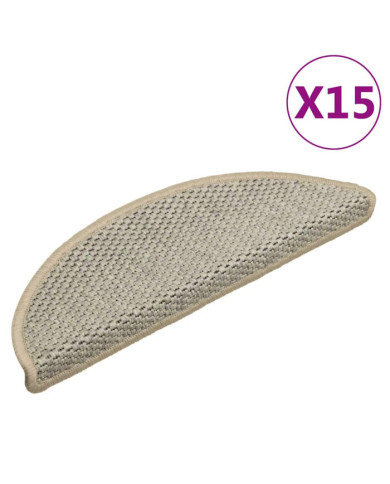 Tapis d'escalier autocollants aspect sisal 15 pcs 56x17x3 cm | Mobilier & Déco