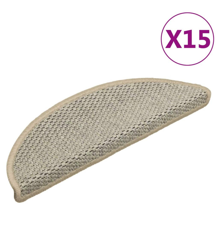 Tapis d'escalier autocollants aspect sisal 15 pcs 56x17x3 cm | Mobilier & Déco