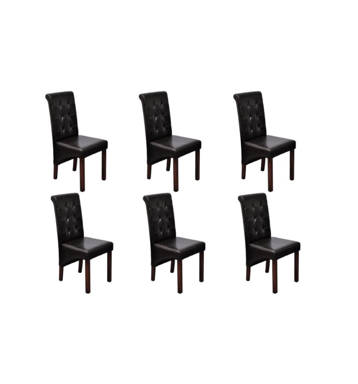 Chaises à manger lot de 6 marron similicuir | Mobilier & Déco