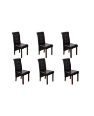 Chaises à manger lot de 6 marron similicuir | Mobilier & Déco