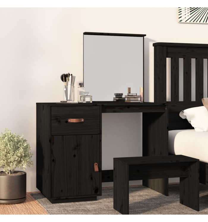 Coiffeuse Noir 95x50x134 cm Bois de pin massif | Mobilier & Déco