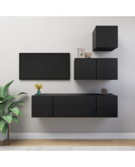 Ensemble de meubles TV 4 pcs Noir Bois d'ingénierie | Mobilier & Déco