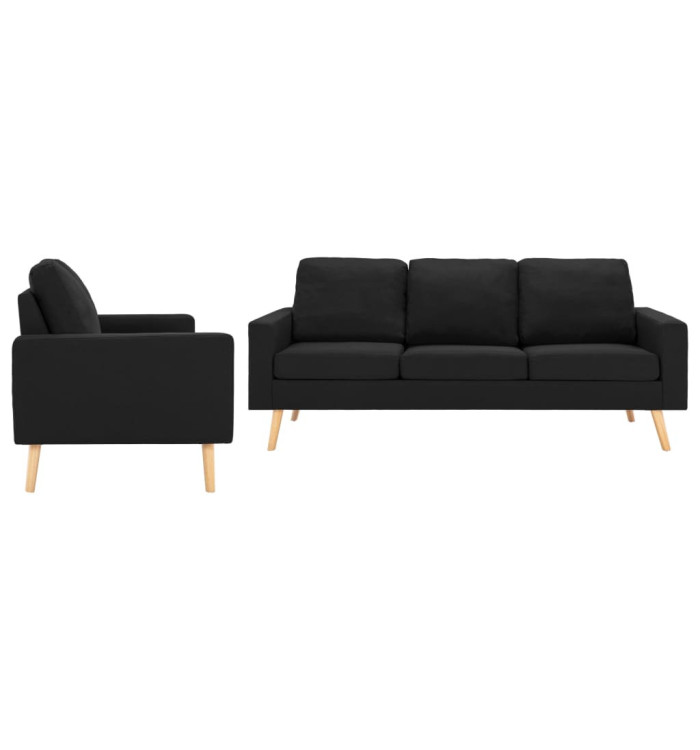 Ensemble de canapés 2 pcs Tissu Noir | Mobilier & Déco