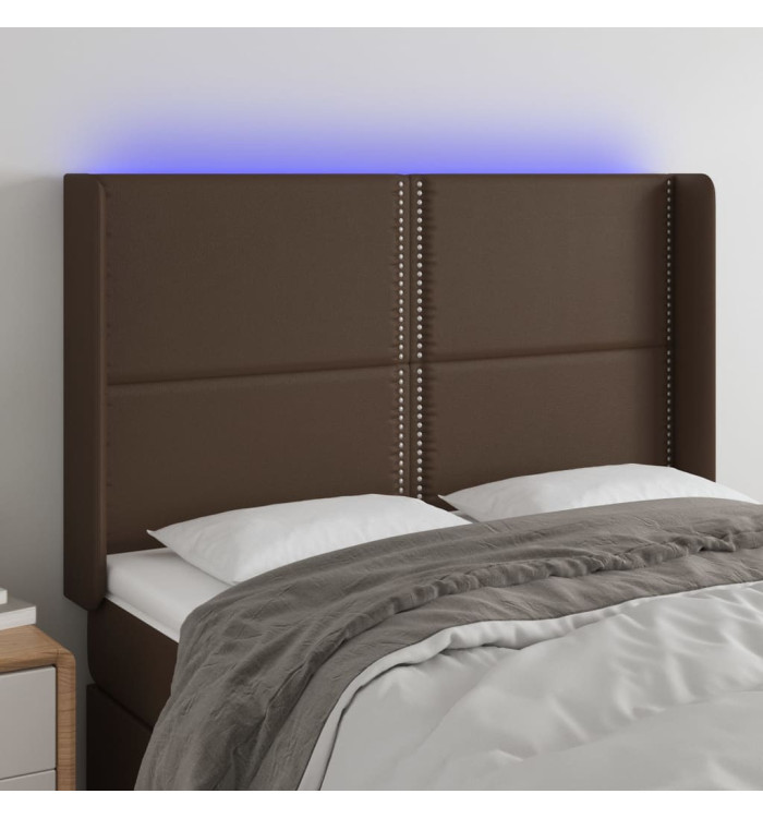 Tête de lit à LED Marron 147x16x118/128 cm Similicuir | Mobilier & Déco
