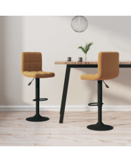 Tabourets de bar lot de 2 marron velours | Mobilier & Déco