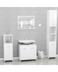Meubles de salle de bain Blanc brillant Bois d'ingénierie | Mobilier & Déco