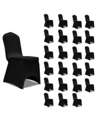 Housses élastiques de chaise Noir 24 pcs | Mobilier & Déco
