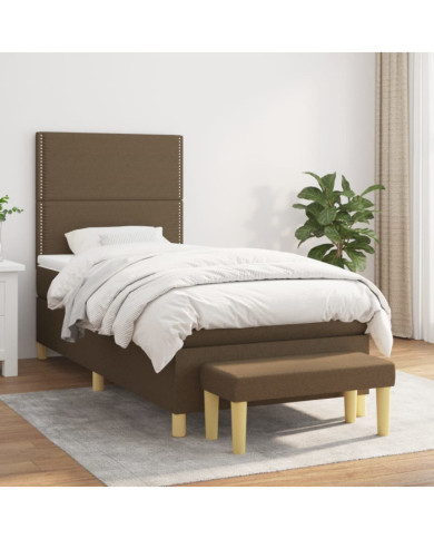 Sommier à lattes de lit avec matelas Marron foncé 100x200 cm | Mobilier & Déco