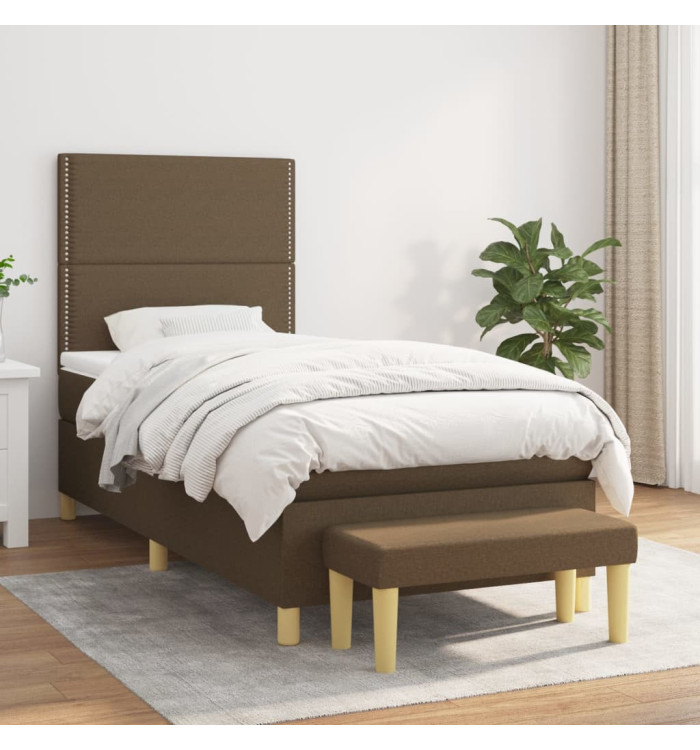 Sommier à lattes de lit avec matelas Marron foncé 100x200 cm | Mobilier & Déco