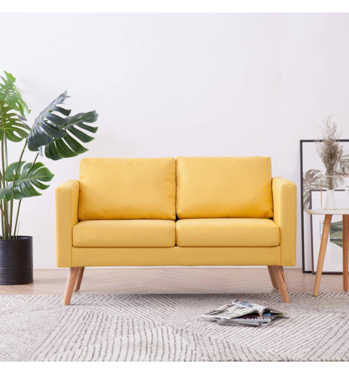 Canapé à 2 places tissu jaune | Mobilier & Déco