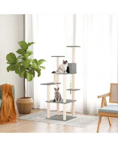 Arbre à chat avec griffoirs en sisal Gris clair 153 cm | Mobilier & Déco
