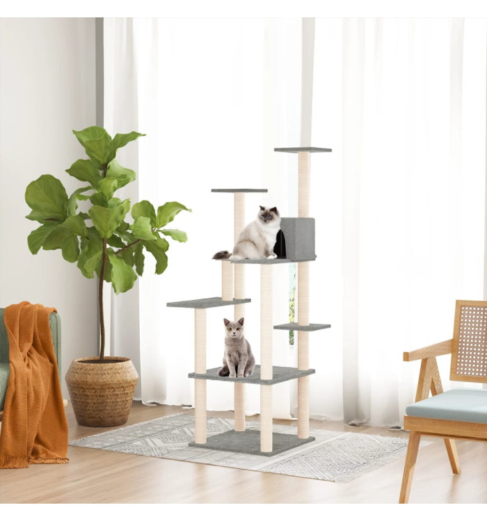 Arbre à chat avec griffoirs en sisal Gris clair 153 cm | Mobilier & Déco