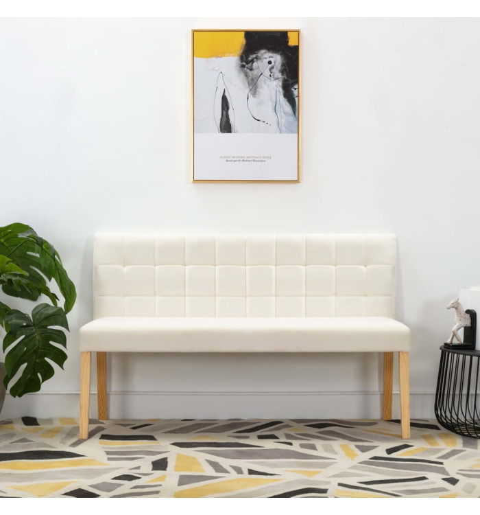 Banc 140 cm Crème Velours | Mobilier & Déco