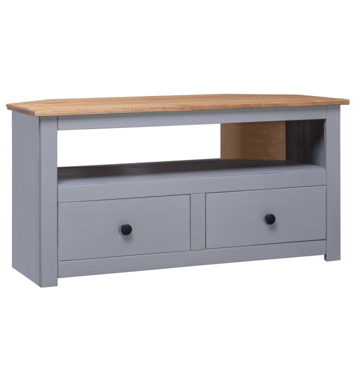 Meuble TV d'angle Gris 93x49x49cm Pin solide Assortiment Panama | Mobilier & Déco