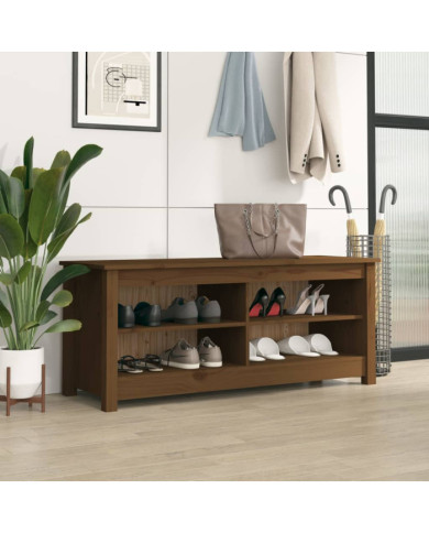 Banc à chaussures Marron miel 110x38x45,5 cm Pin massif | Mobilier & Déco