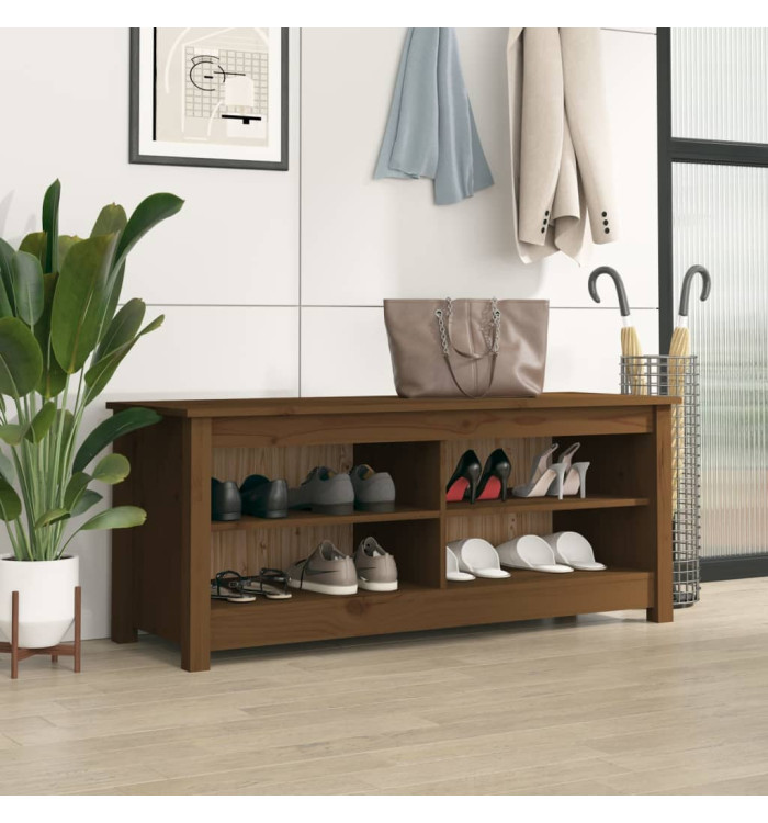 Banc à chaussures Marron miel 110x38x45,5 cm Pin massif | Mobilier & Déco