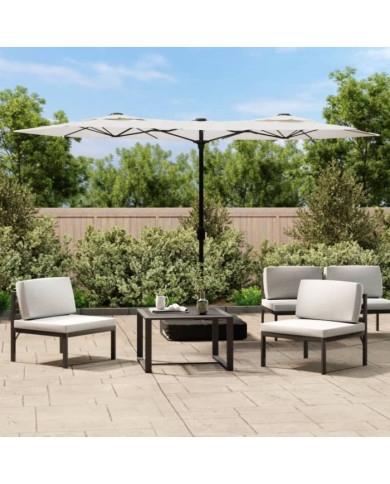 Parasol de jardin à double tête blanc sable 316x240 cm | Mobilier & Déco