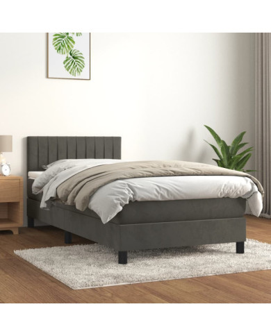 Sommier à lattes de lit et matelas Gris foncé 90x200 cm Velours | Mobilier & Déco