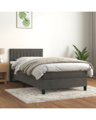 Sommier à lattes de lit et matelas Gris foncé 90x200 cm Velours | Mobilier & Déco