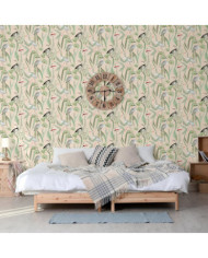 DUTCH WALLCOVERINGS Papier peint Flamingo Crème et menthe | Mobilier & Déco