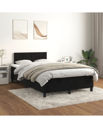 Sommier à lattes de lit avec matelas Noir 120x200 cm Velours | Mobilier & Déco