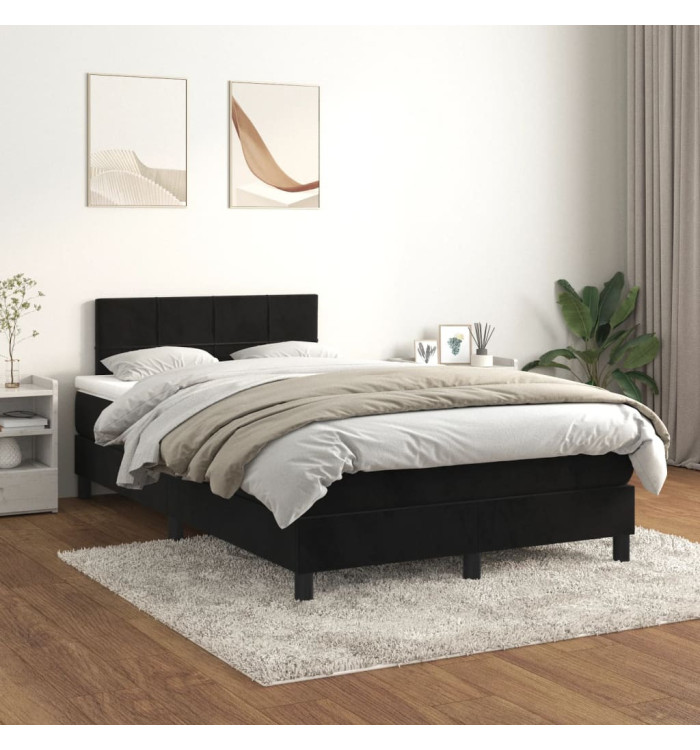 Sommier à lattes de lit avec matelas Noir 120x200 cm Velours | Mobilier & Déco