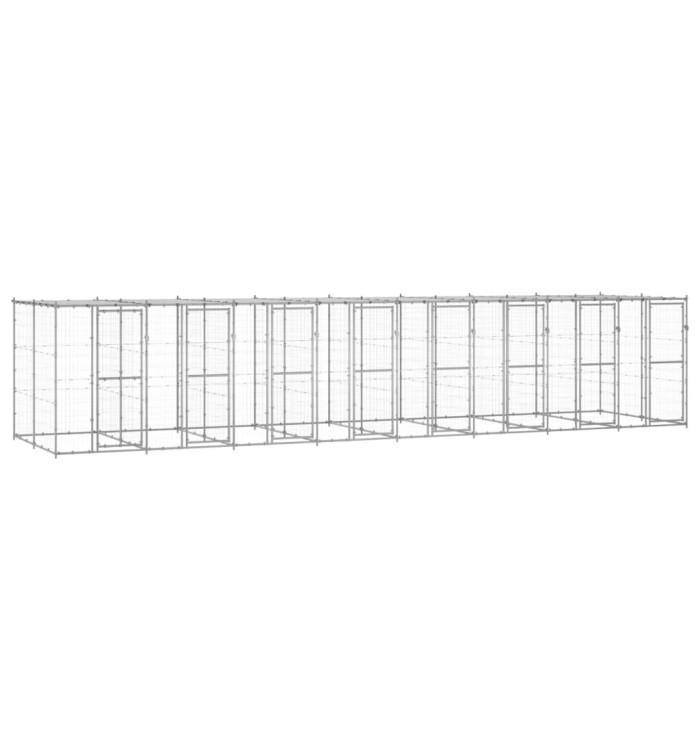 Chenil extérieur Acier galvanisé avec toit 19,36 m² | Mobilier & Déco