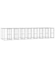 Chenil extérieur Acier galvanisé avec toit 19,36 m² | Mobilier & Déco