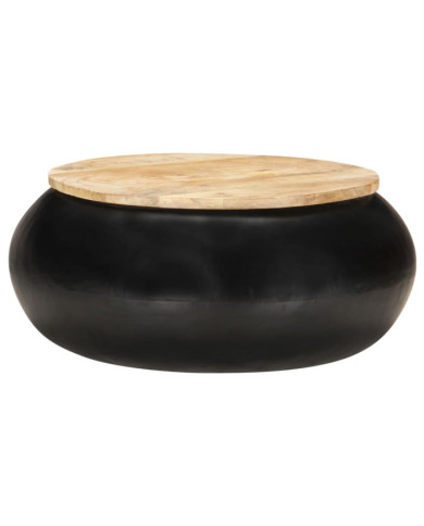 Table basse Noir 68x68x30 cm Bois de manguier solide | Mobilier & Déco