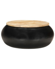 Table basse Noir 68x68x30 cm Bois de manguier solide | Mobilier & Déco