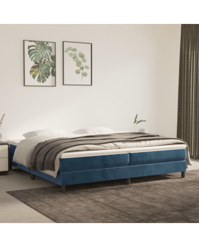 Cadre de lit sans matelas bleu foncé 200x200 cm velours | Mobilier & Déco
