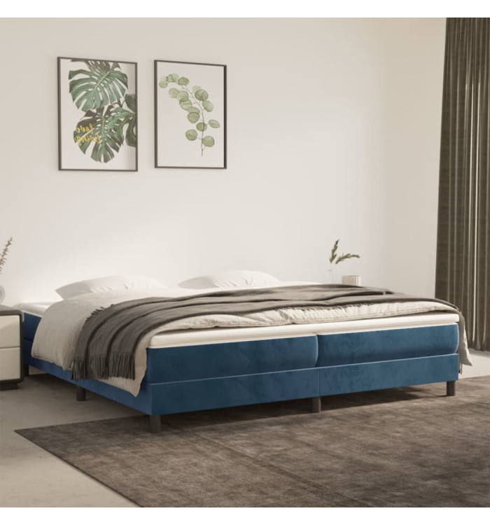 Cadre de lit sans matelas bleu foncé 200x200 cm velours | Mobilier & Déco