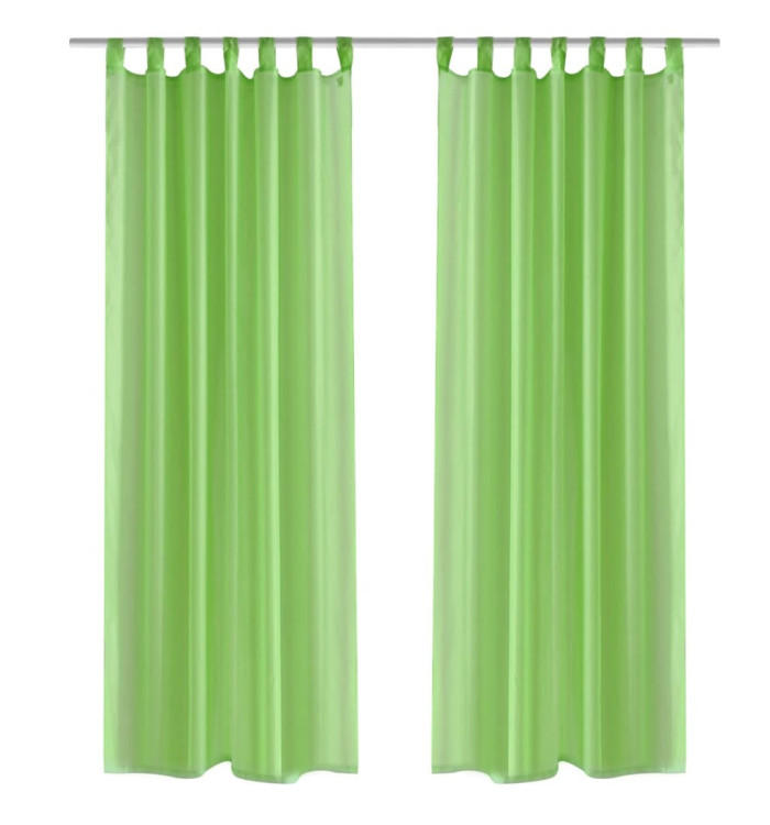 Rideau fin Vert pomme 140x225 cm 2 pcs | Mobilier & Déco