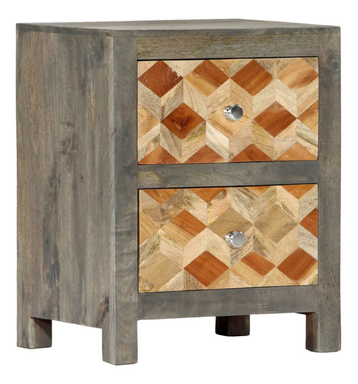 Table de chevet Gris 40x30x50 cm Bois de manguier massif | Mobilier & Déco