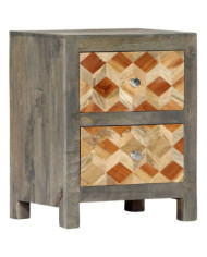 Table de chevet Gris 40x30x50 cm Bois de manguier massif | Mobilier & Déco