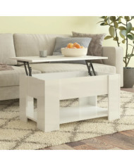 Table basse blanc brillant 79x49x41 cm bois d'ingénierie | Mobilier & Déco