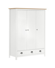 Garde-robe à 3 portes Hill Blanc 127x50x170 cm Bois pin solide | Mobilier & Déco