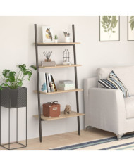Étagère inclinée à 4 niveaux Marron clair et noir 64x34x150,5cm | Mobilier & Déco