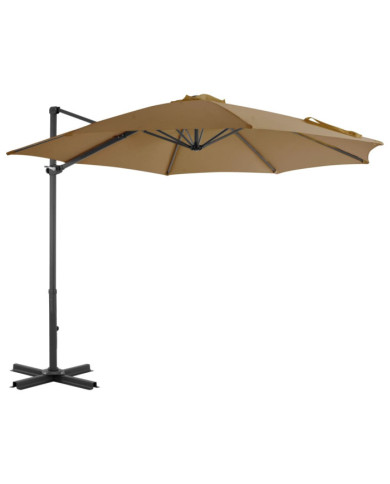 Parasol de jardin en porte-à-faux et poteau en aluminium taupe | Mobilier & Déco