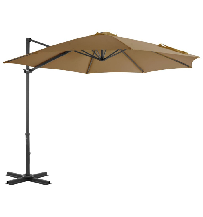 Parasol de jardin en porte-à-faux et poteau en aluminium taupe | Mobilier & Déco
