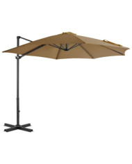 Parasol de jardin en porte-à-faux et poteau en aluminium taupe | Mobilier & Déco
