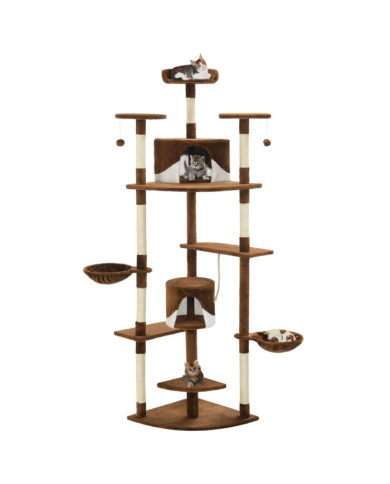 Arbre à chat avec griffoirs en sisal 203 cm Marron et Blanc | Mobilier & Déco