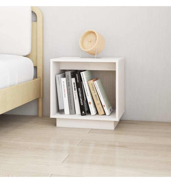 Table de chevet Blanc 40x30x40 cm Bois de pin solide | Mobilier & Déco