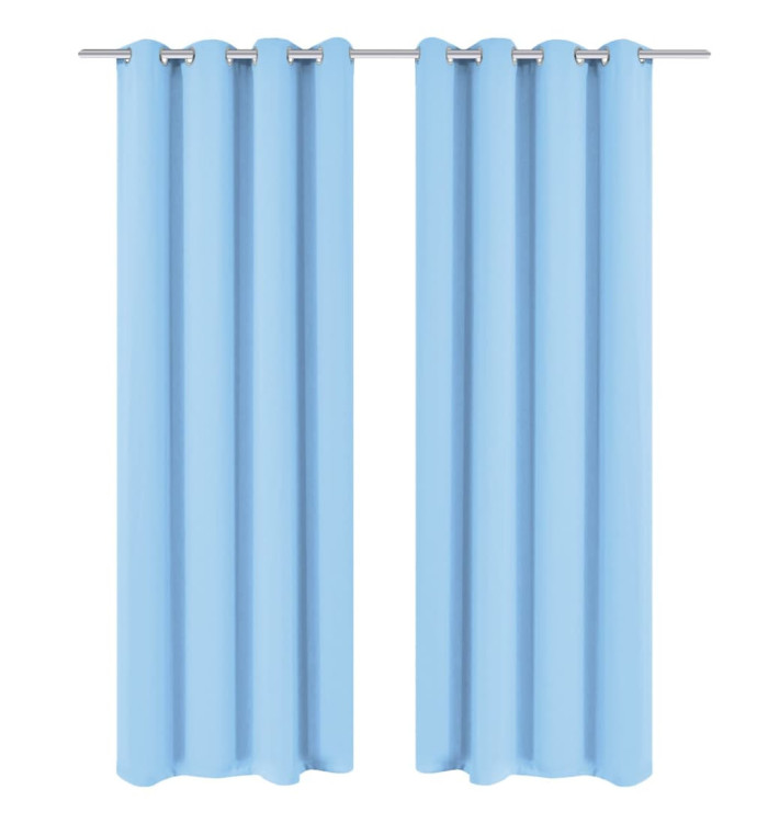 Rideau avec œillets métalliques 2 pcs 135 x 245 cm Turquoise | Mobilier & Déco