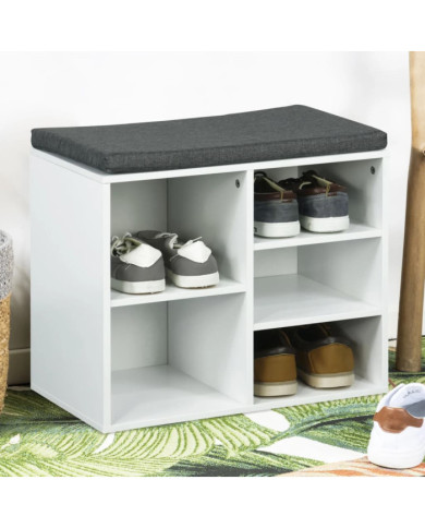 HI Support à chaussures avec coussin 51,5x29x48 cm Blanc | Mobilier & Déco