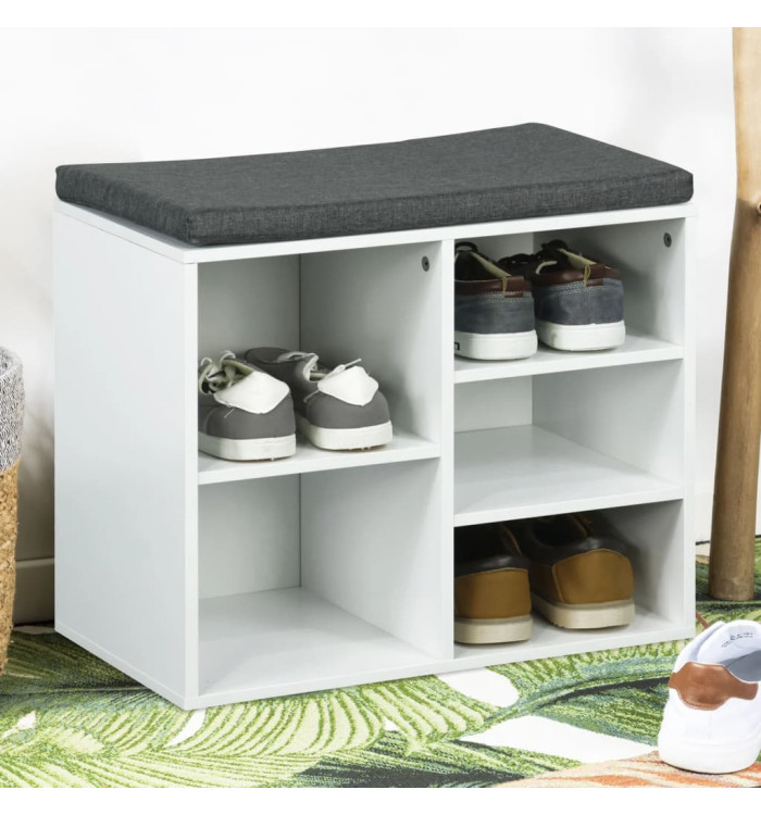 HI Support à chaussures avec coussin 51,5x29x48 cm Blanc | Mobilier & Déco
